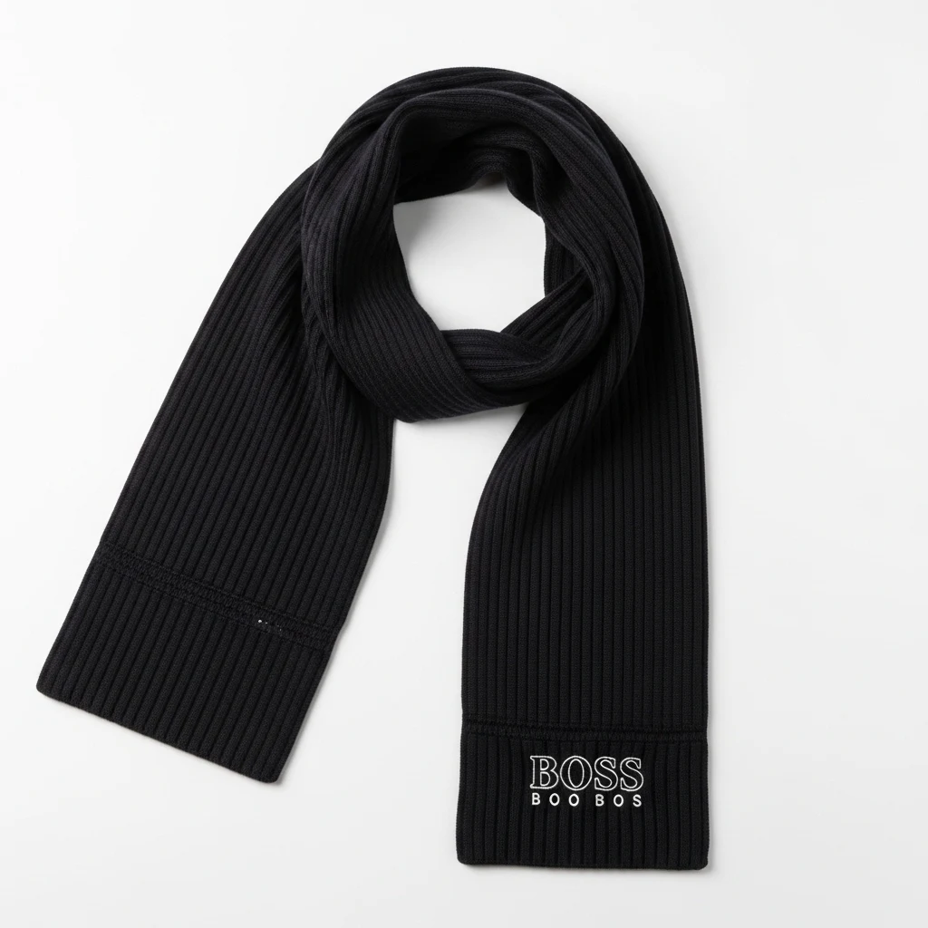 Boss ribbed logo scarf image 3