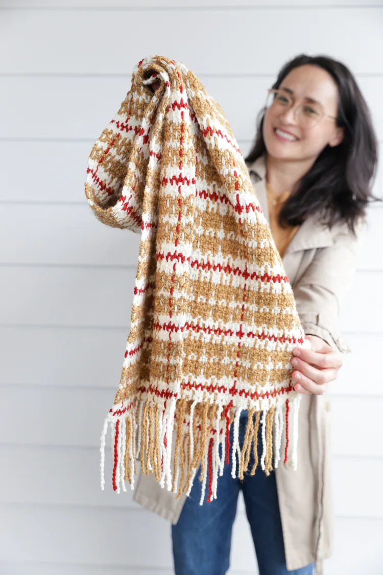 Fossil woven plaid scarf