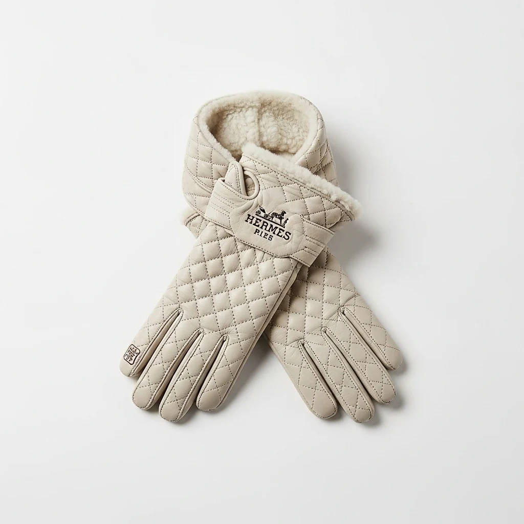 Hermes quilted lambskin gloves image 3